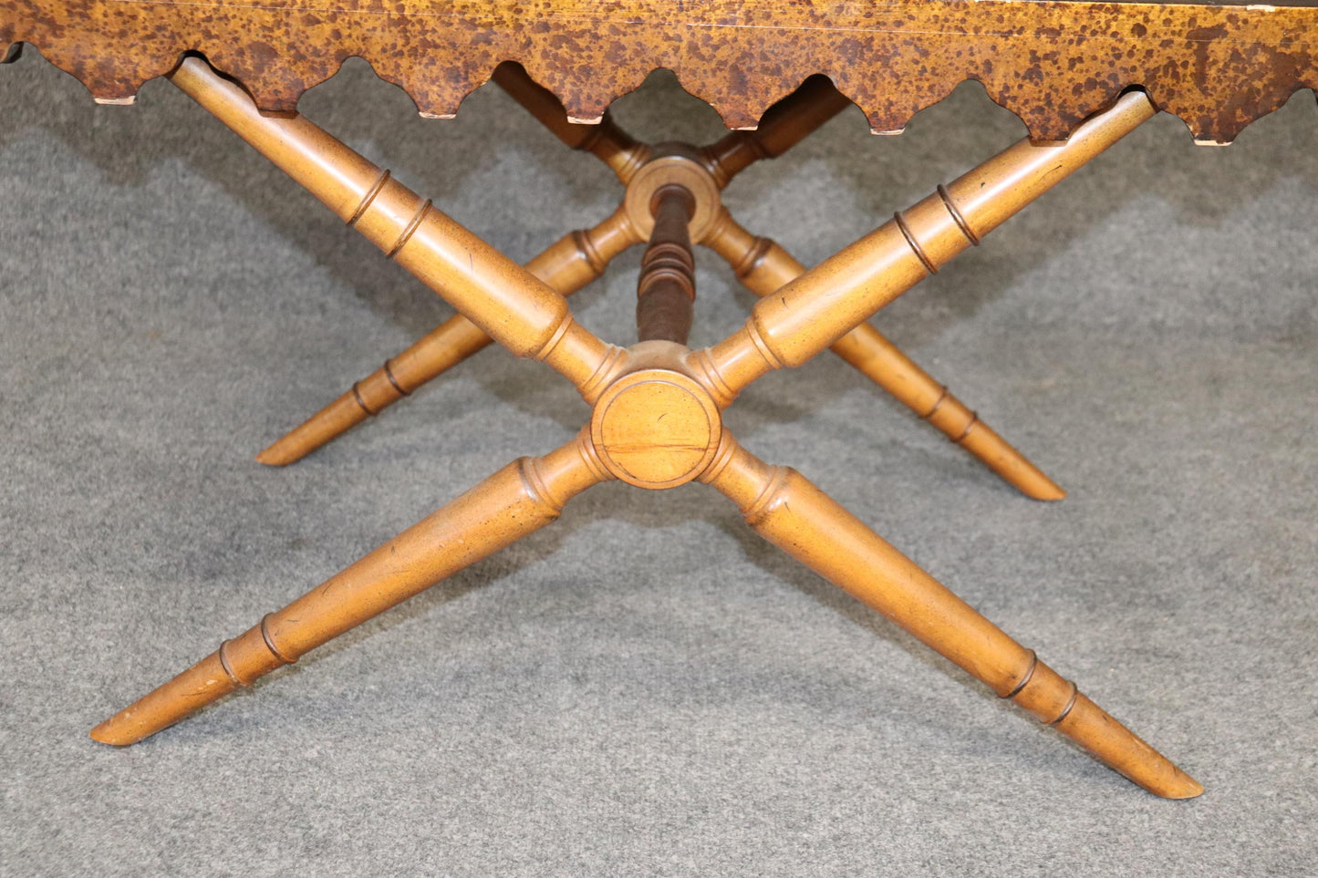 Faux Tortoise Shell Paint Decorated End Table Attributed to Maison Jansen