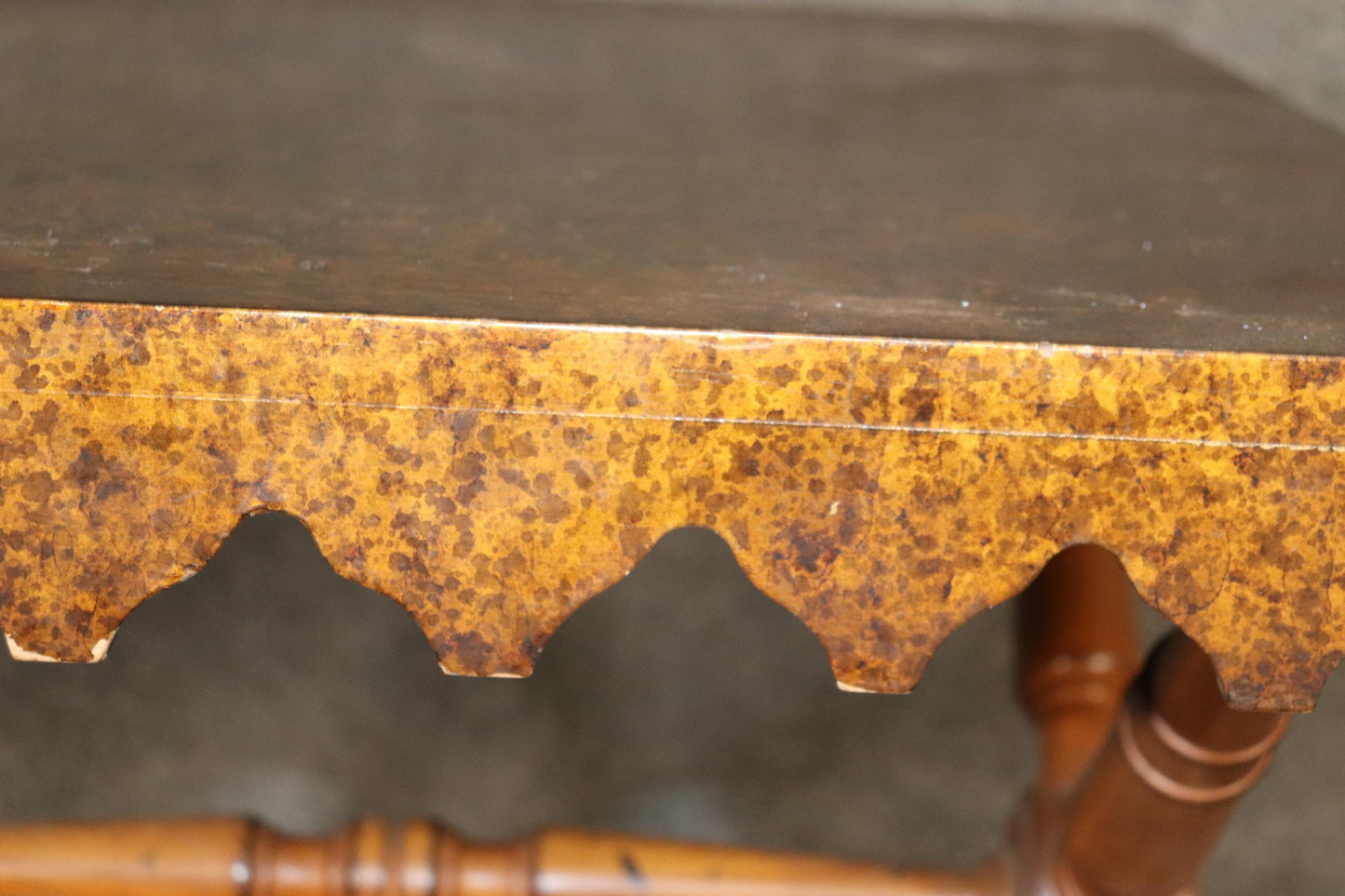 Faux Tortoise Shell Paint Decorated End Table Attributed to Maison Jansen