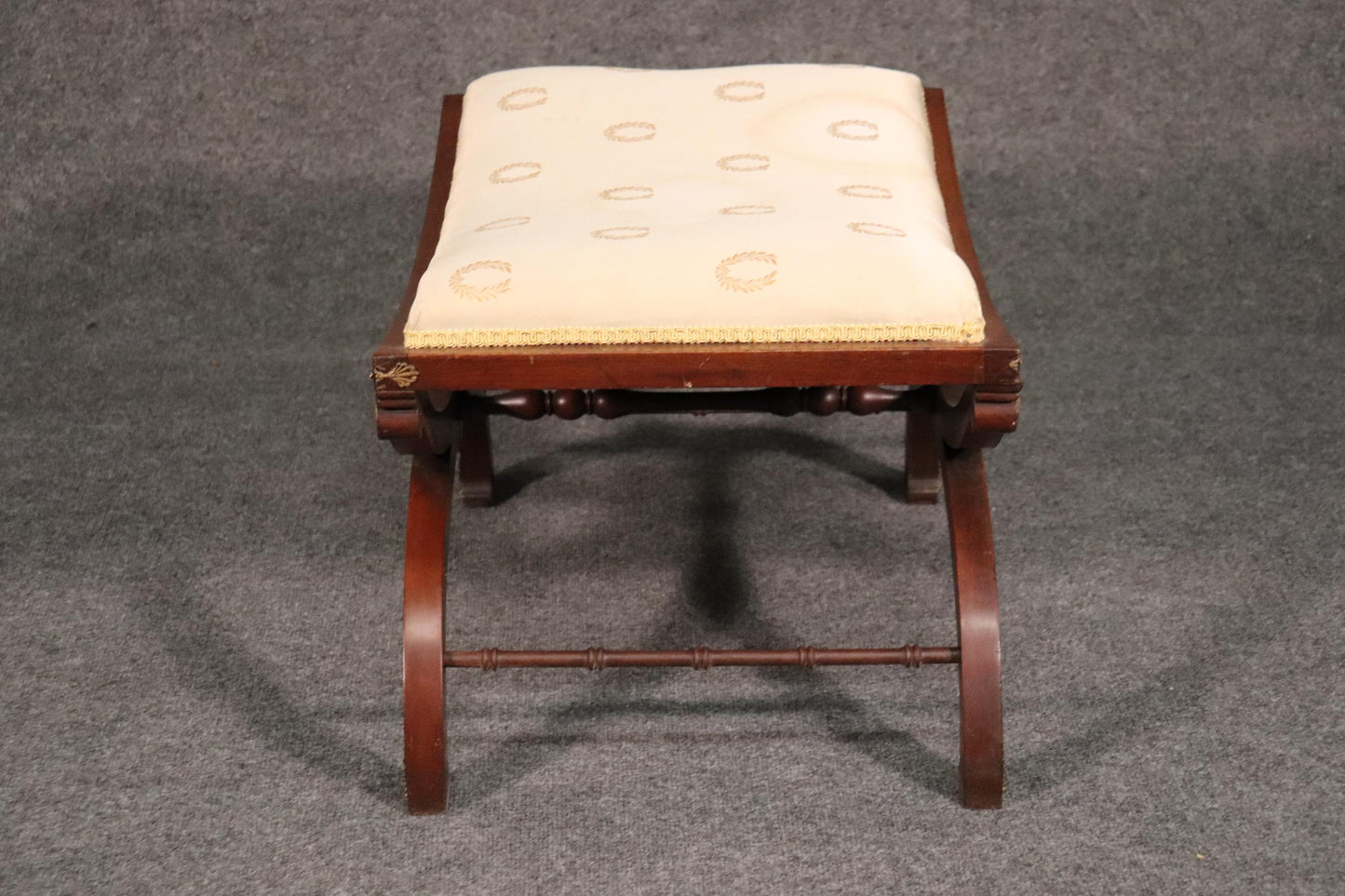 Bronze Mounted Ormolu Mahogany French Empire Stool Bench, circa 1920s