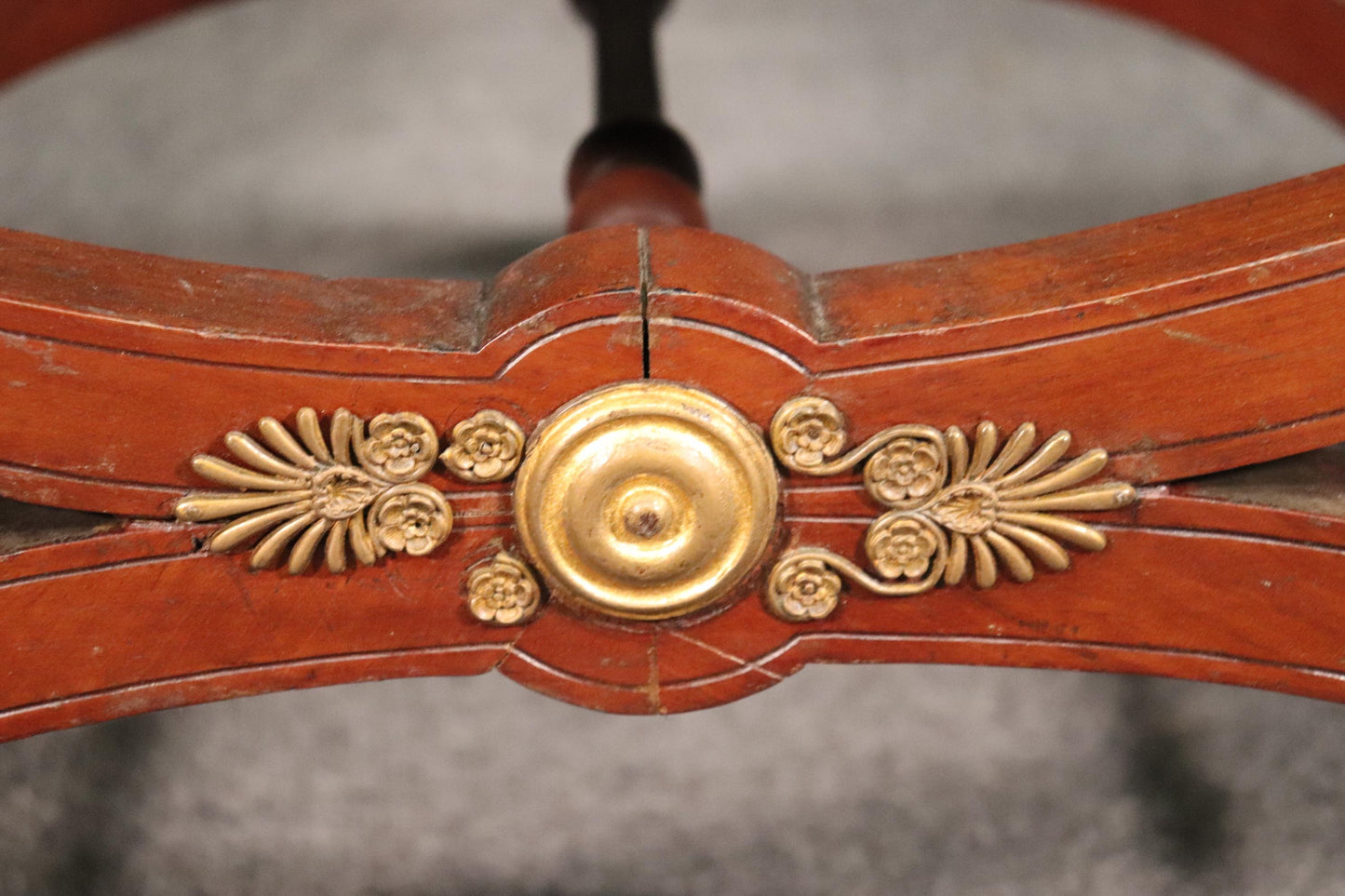 Bronze Mounted Ormolu Mahogany French Empire Stool Bench, circa 1920s