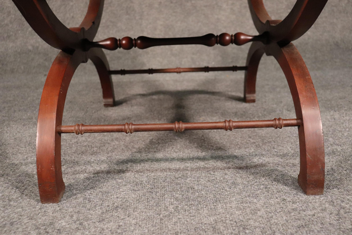 Bronze Mounted Ormolu Mahogany French Empire Stool Bench, circa 1920s