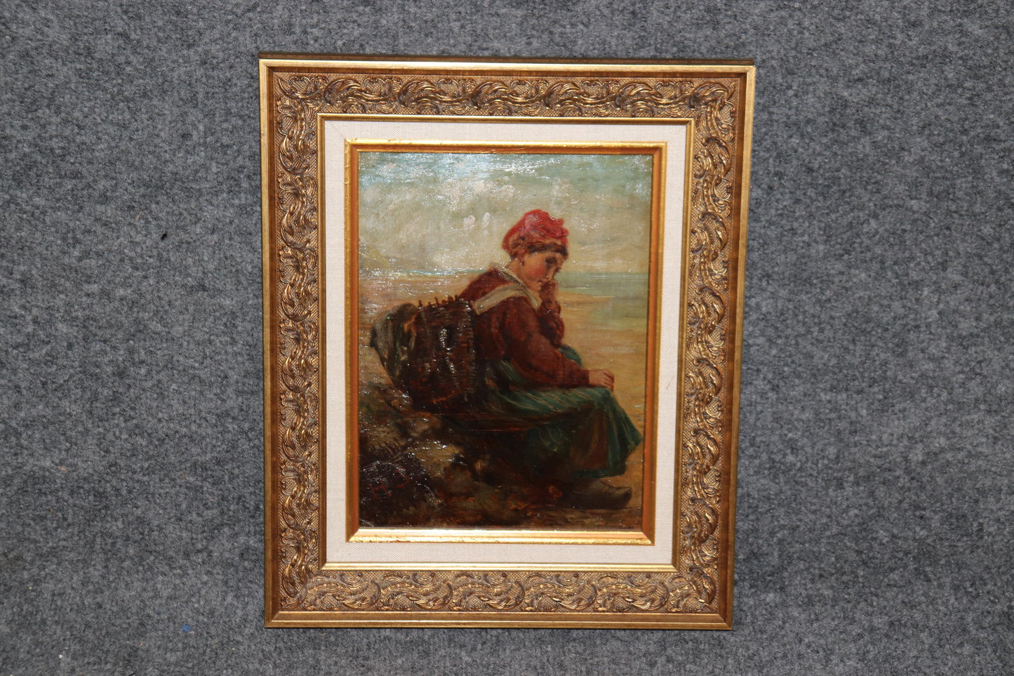 Beautiful Signed Oil on Board Early 1900s Era Painting of Young Woman