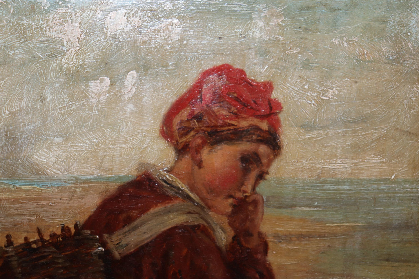 Beautiful Signed Oil on Board Early 1900s Era Painting of Young Woman