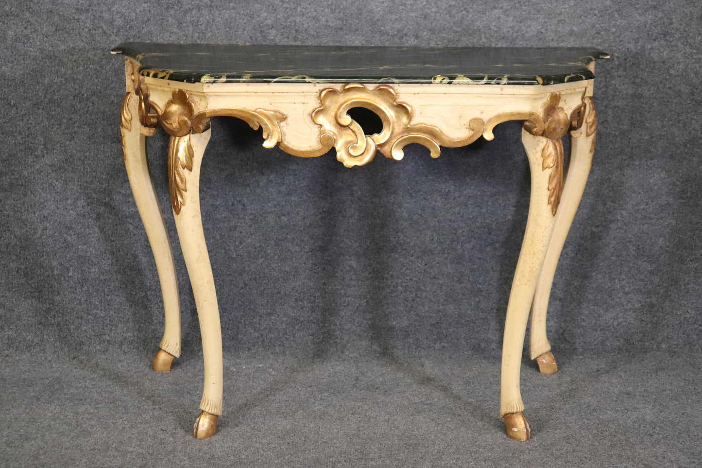 Baker Furniture Faux Marble Paint Decorated French Louis XV Console Table