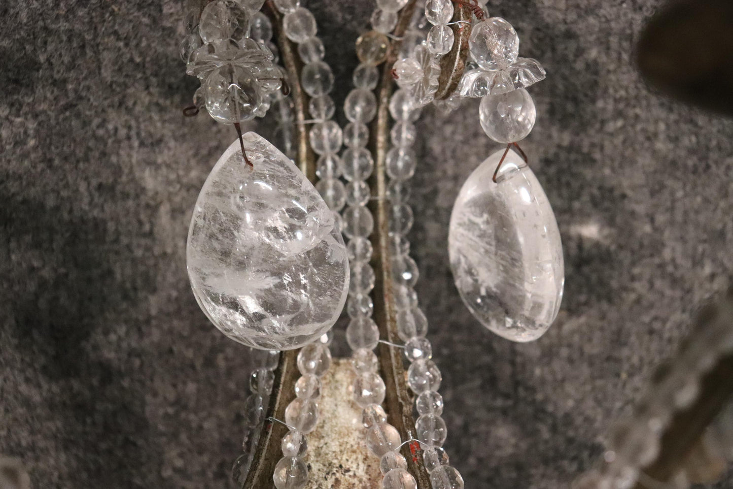 Rock Crystal Pendant Bagues Style French Louis XV Sconces