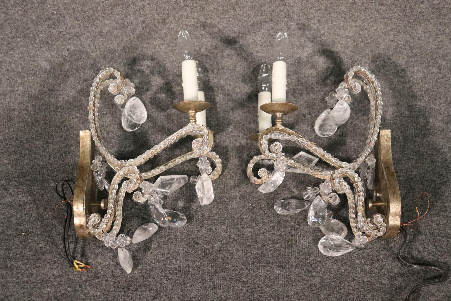 Rock Crystal Pendant Bagues Style French Louis XV Sconces