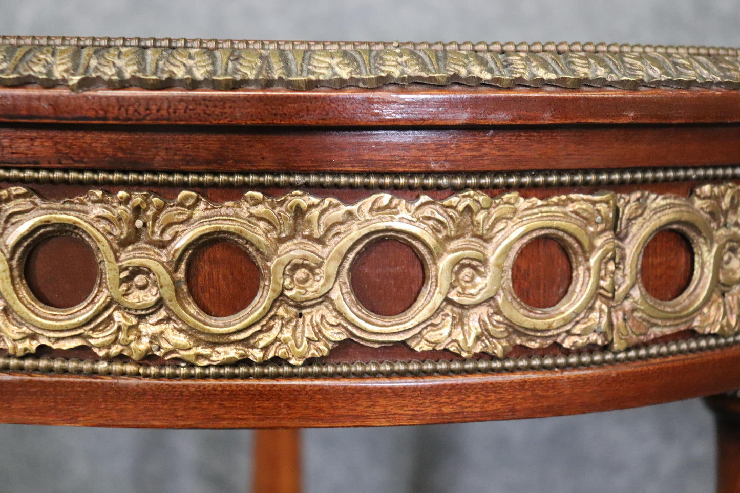 Companion Pair of Bronze Ormolu Mounted French Louis XVI End Tables