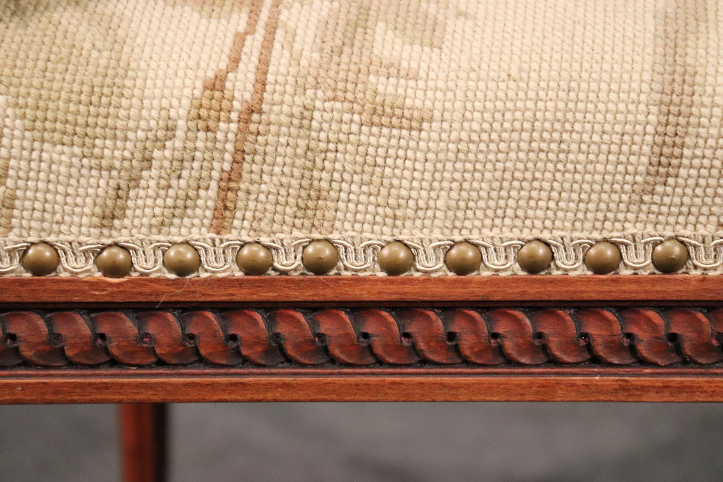 French Louis XVI Needlepoint Fauteuil Armchair in Walnut, circa 1890