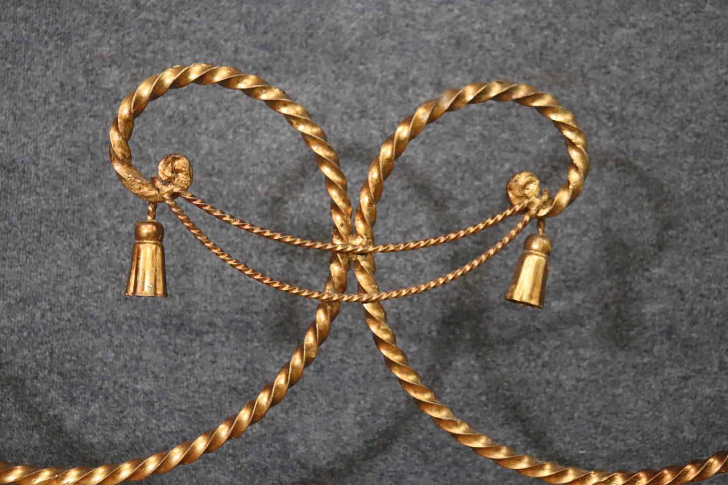 Rare Italian-Made Gilded Wrought Iron Rope Twist and Tassel Style Circa 1950