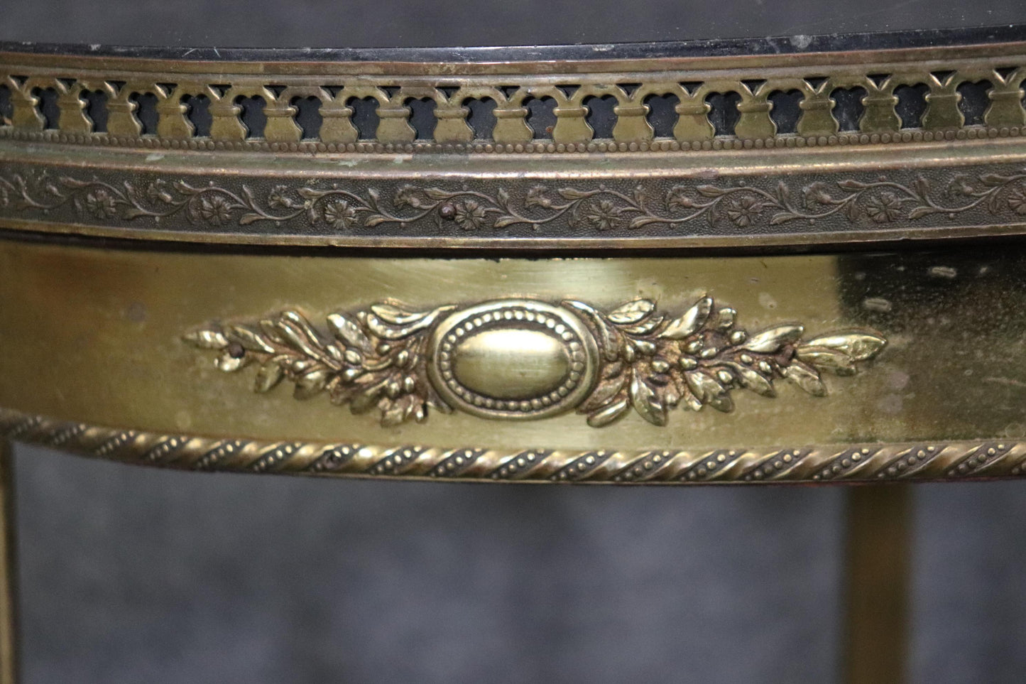 Superb French Louis XV Heavy Gauge Brass or Bronze and Marble Oval Coffee Table