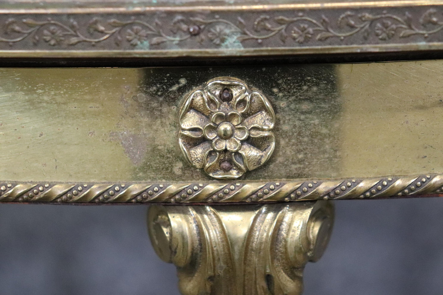 Superb French Louis XV Heavy Gauge Brass or Bronze and Marble Oval Coffee Table