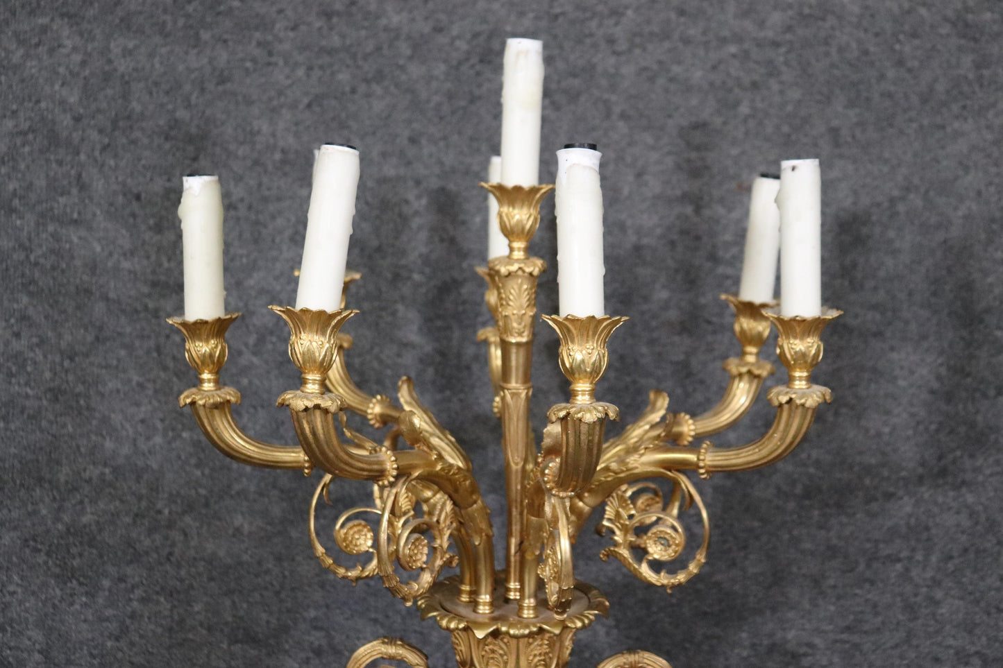 Late 19th Century French Belle Epoque Dore' Bronze and Lapis Lazuli Candelabra