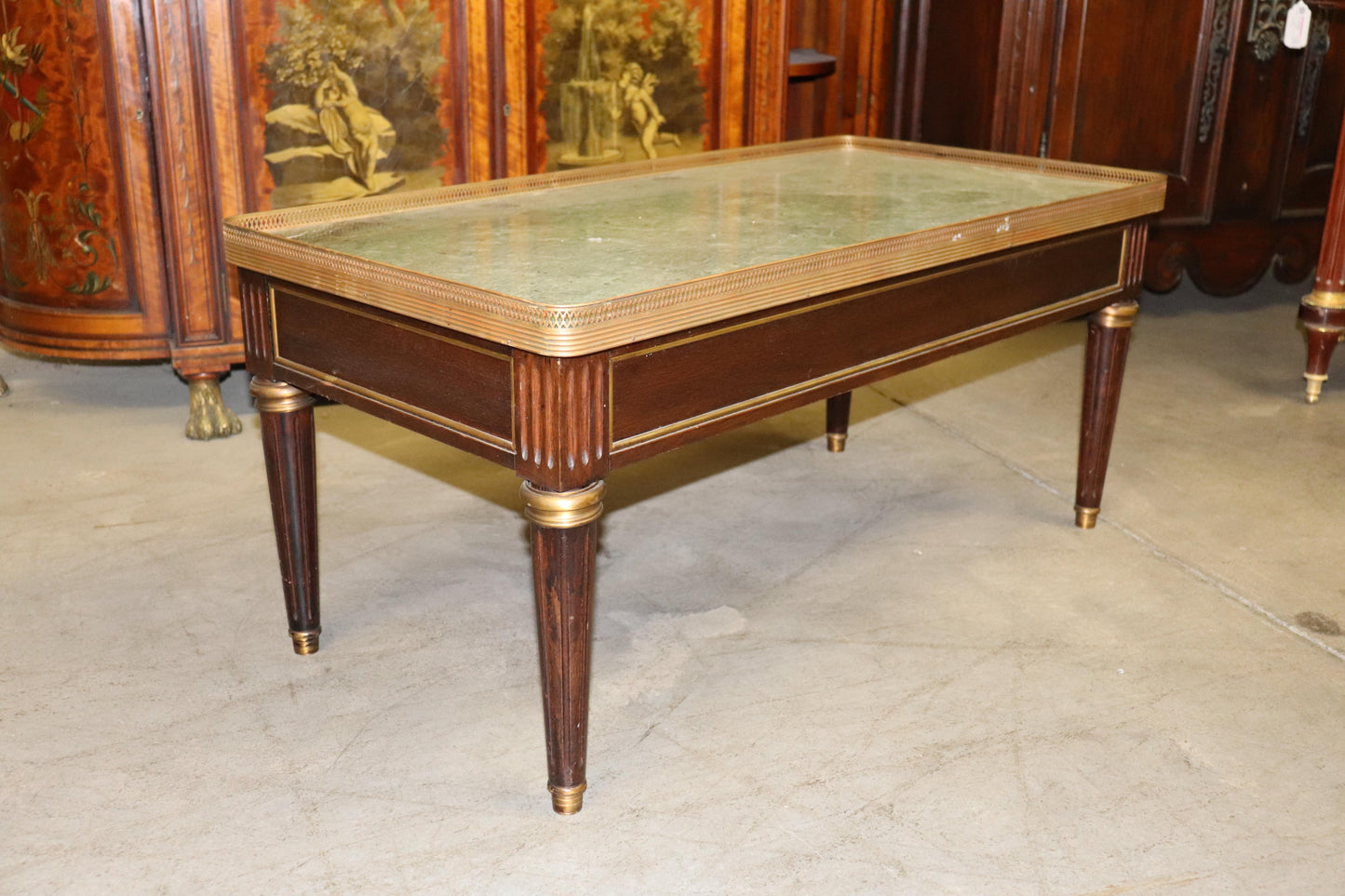 Fine Quality French Green Marble Top Bronze Mounted Louis XVI Coffee Table