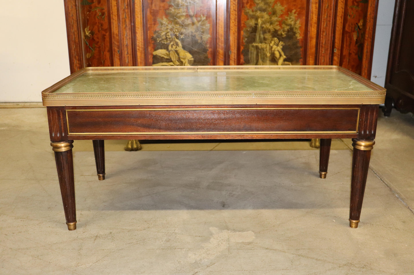 Fine Quality French Green Marble Top Bronze Mounted Louis XVI Coffee Table