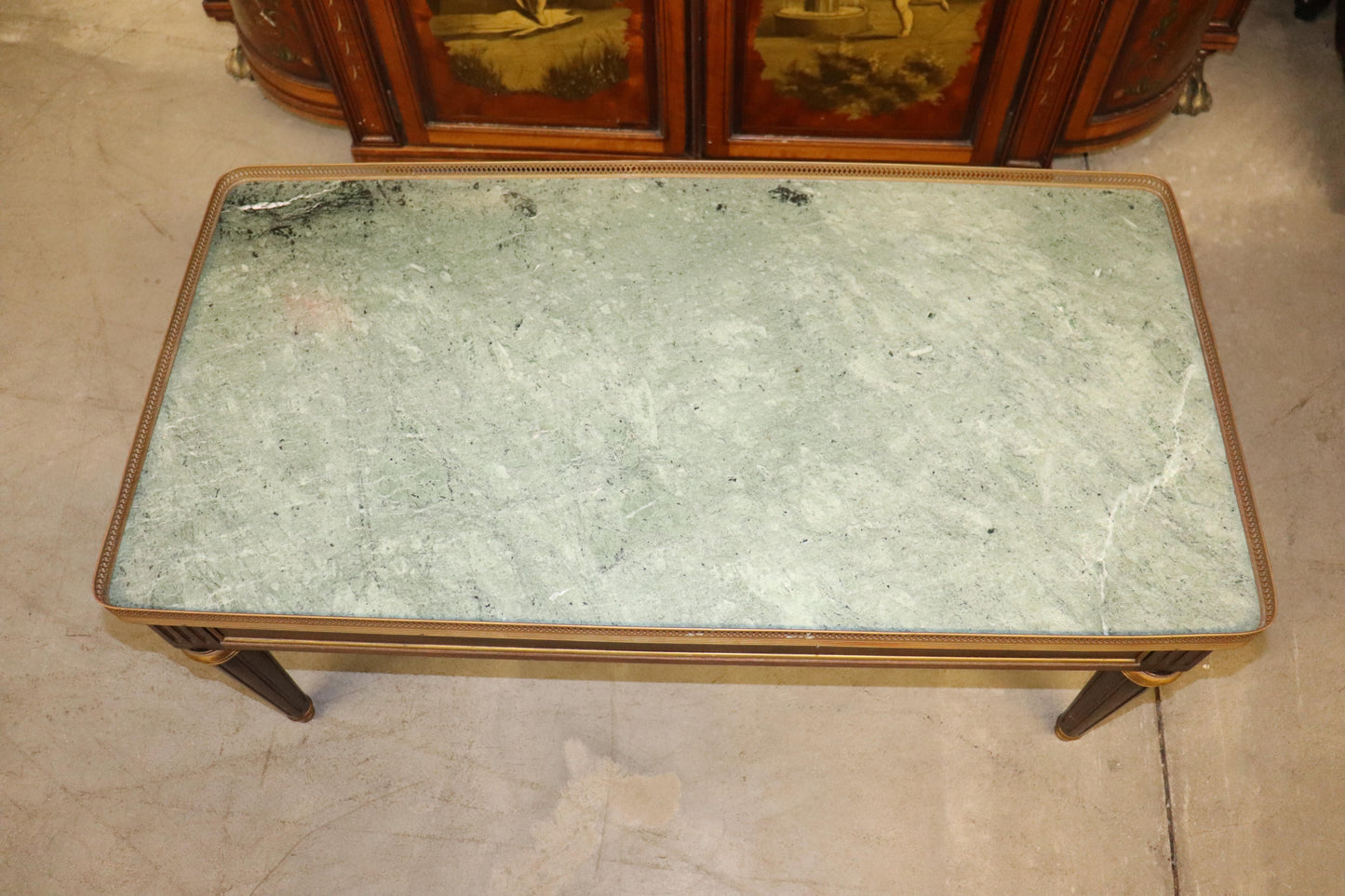 Fine Quality French Green Marble Top Bronze Mounted Louis XVI Coffee Table