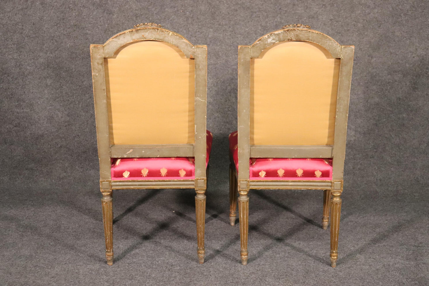 Pair Antique French Louis XVI Painted and Gilded Side Chairs, Circa 1900