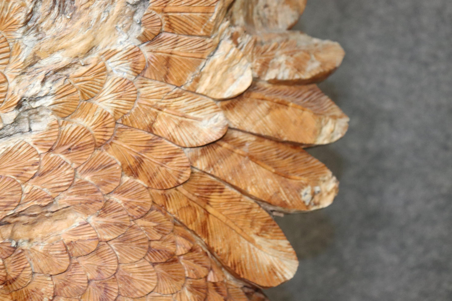 Monumental Hand-Carved Walnut American Sculpture of a Bald Eagle Landing on Tree