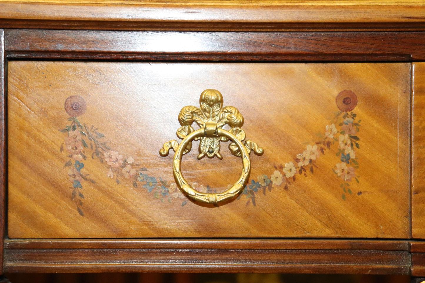 Fine Quality Paint Decorated Adams Satinwood Demilune Console Tables Circa 1900