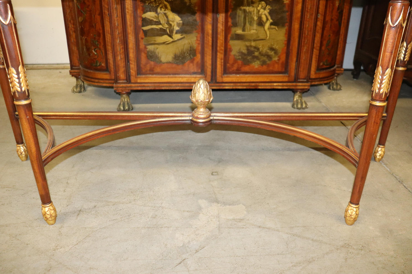 Fine Quality Paint Decorated Adams Satinwood Demilune Console Tables Circa 1900