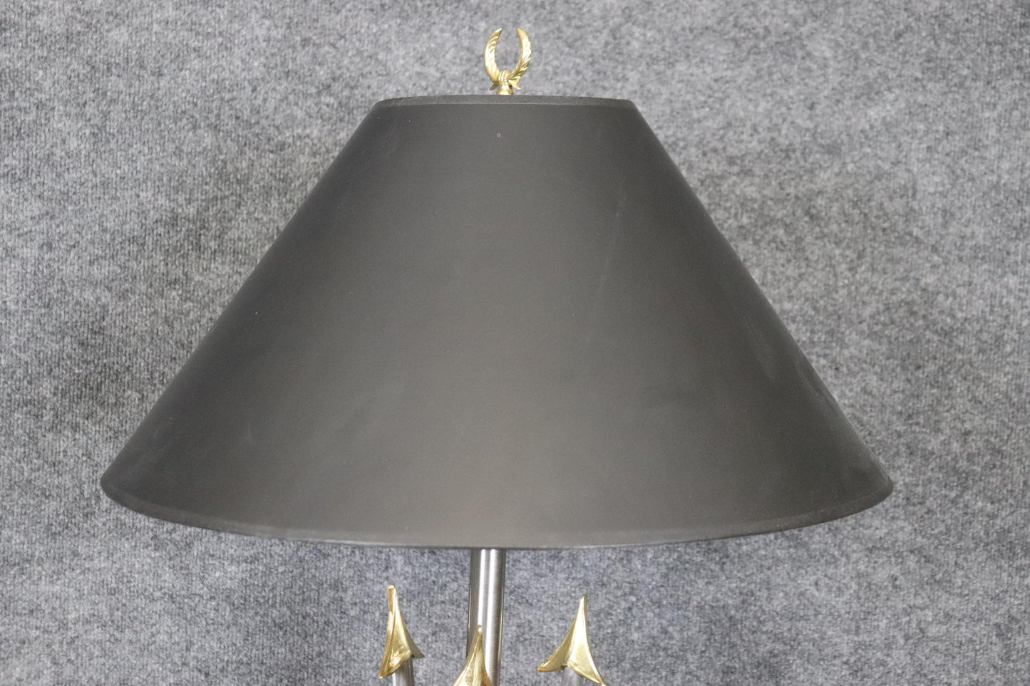 Pair of Maison Jansen Style Brass and Steel Floor Lamps