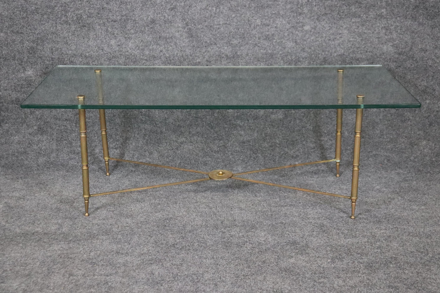 Fantastic Bronze and Thick Glass Directoire Maison Jansen Style Coffee Table