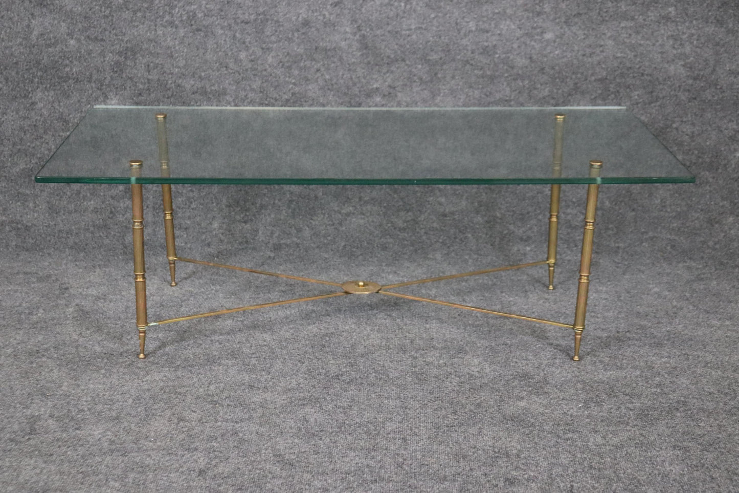 Fantastic Bronze and Thick Glass Directoire Maison Jansen Style Coffee Table