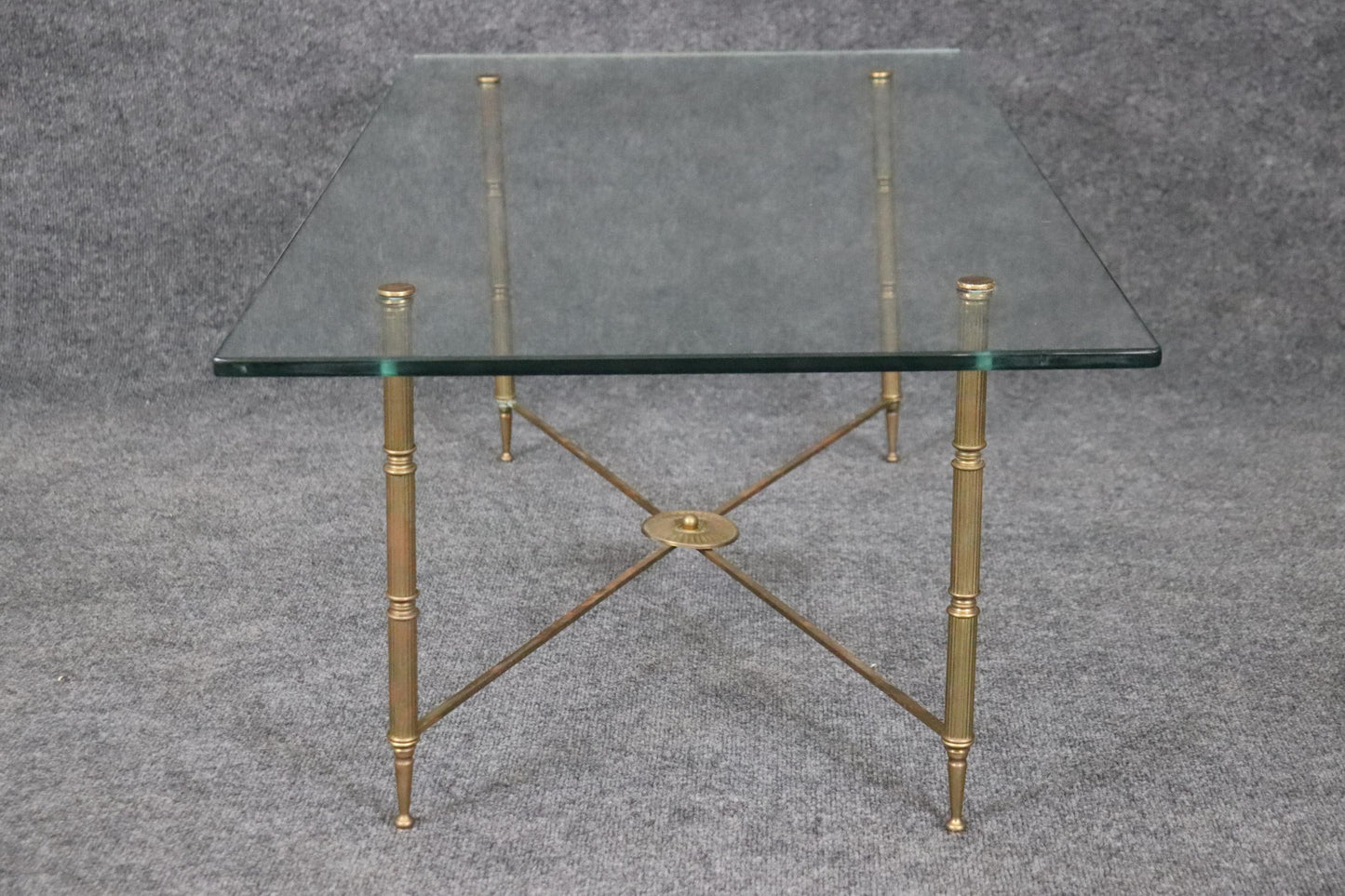 Fantastic Bronze and Thick Glass Directoire Maison Jansen Style Coffee Table