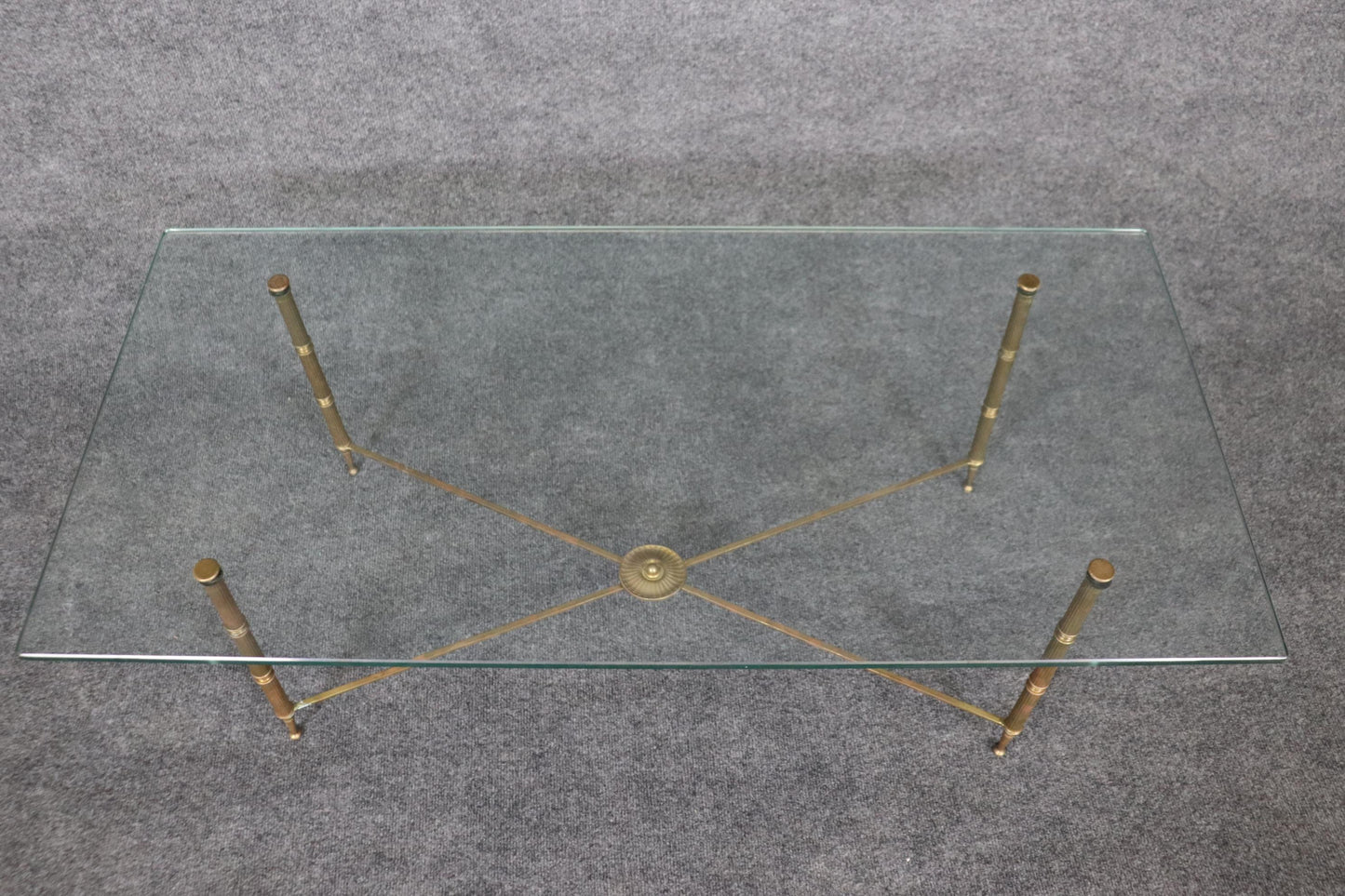 Fantastic Bronze and Thick Glass Directoire Maison Jansen Style Coffee Table