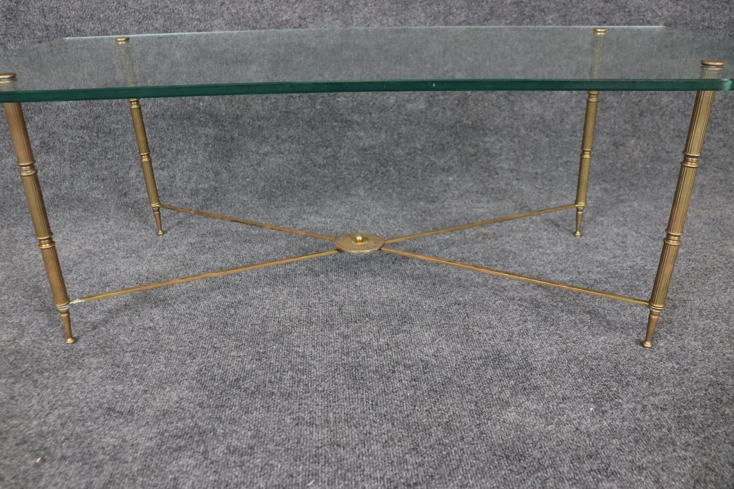 Fantastic Bronze and Thick Glass Directoire Maison Jansen Style Coffee Table