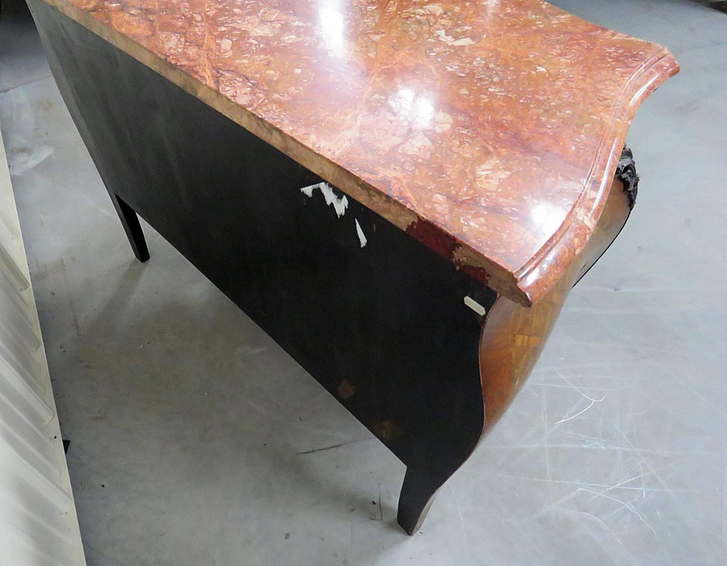 Inlaid Kingwood French Louis XV Style Marble Top Marquetry Commode Dresser