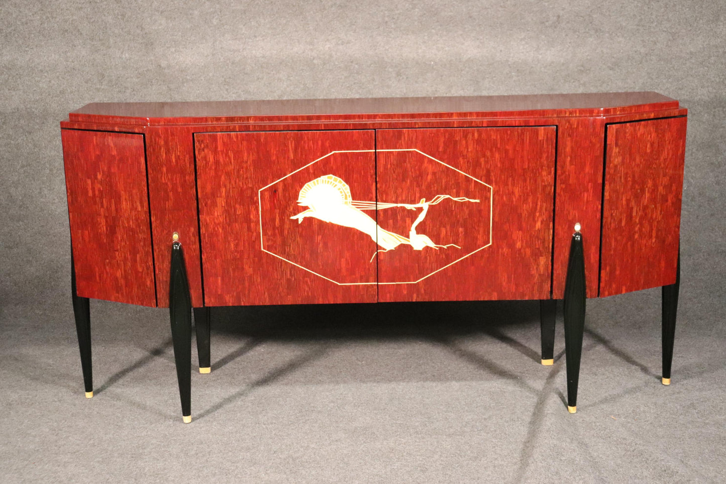 Italian-Made Ruhlmann Art Deco Replica Mahogany Sideboard Buffet