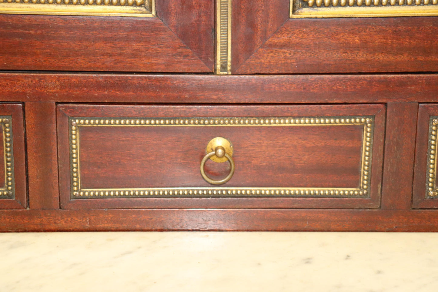 Fine Quality French Mahogany Bronze Mounted Secretary Desk Bookcase Top