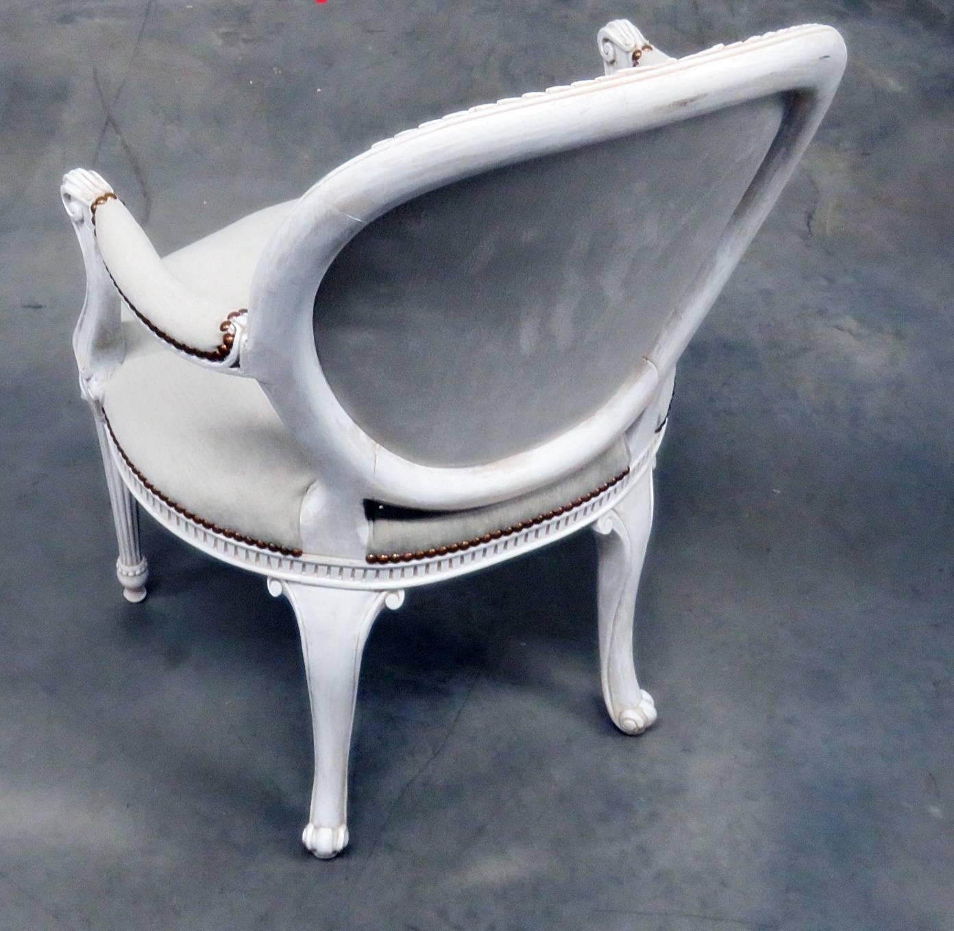 Pair of Cameo Back Gustavian Swedish Paint Decorated Armchairs