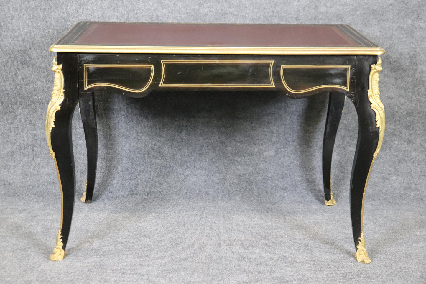 Gorgeous French Louis XV Style Ebonized Writing Executive Desk