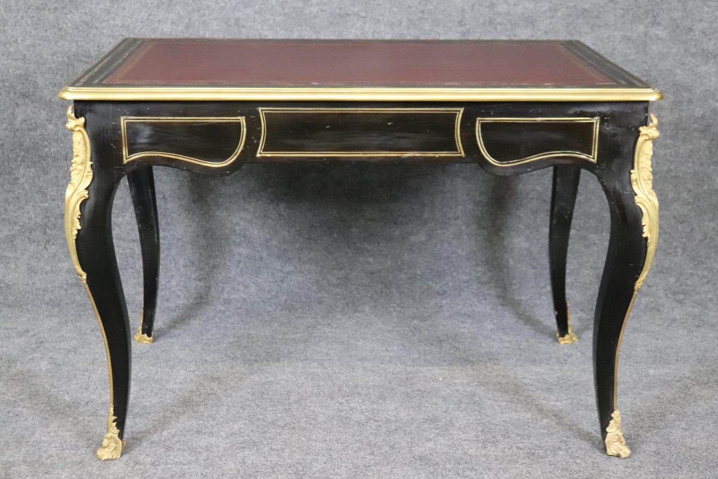 Gorgeous French Louis XV Style Ebonized Writing Executive Desk