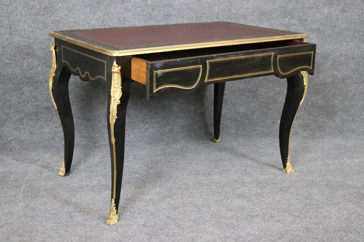 Gorgeous French Louis XV Style Ebonized Writing Executive Desk