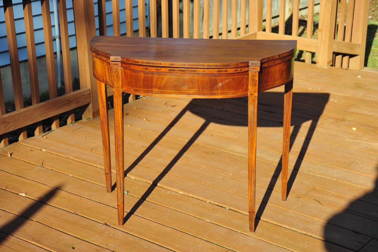 Period American New England Mahogany Sheraton Inlaid Card Games Table