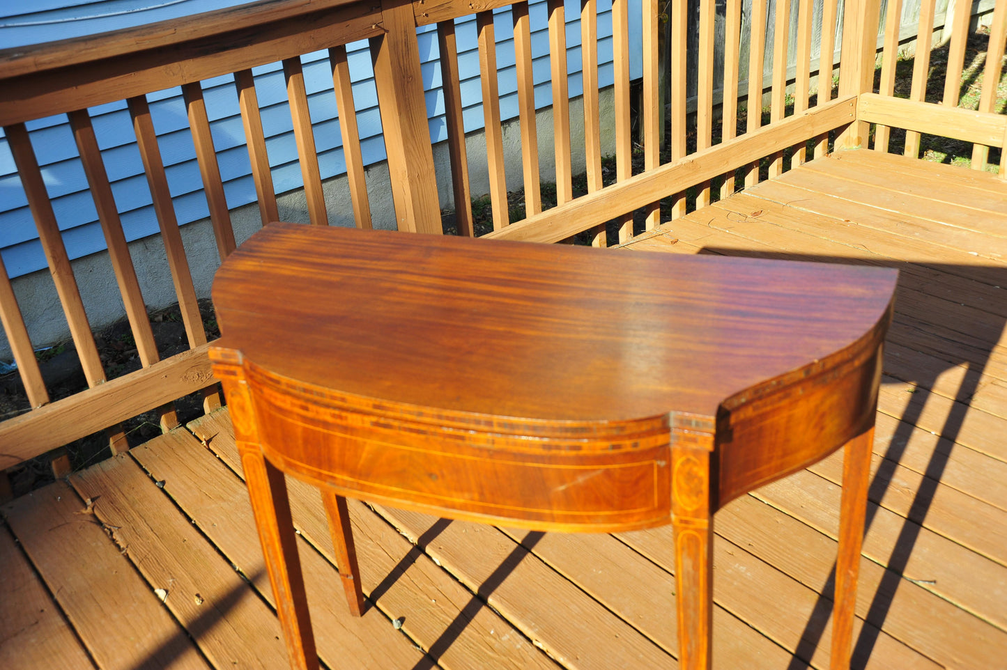 Period American New England Mahogany Sheraton Inlaid Card Games Table