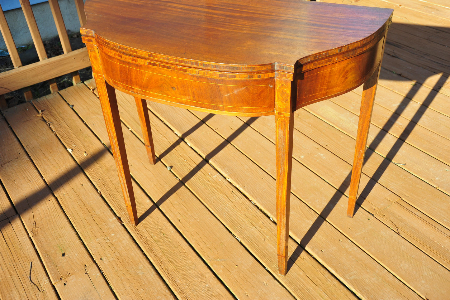 Period American New England Mahogany Sheraton Inlaid Card Games Table