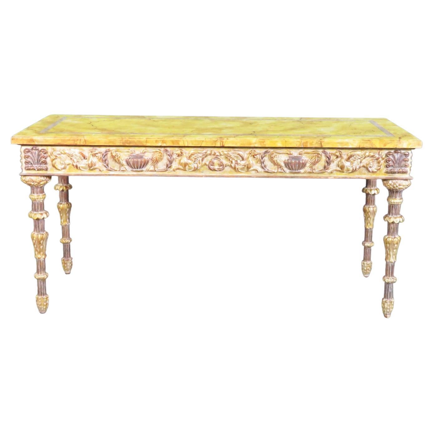 Faux Marble Paint Decorated Console Table in the French Louis XVI Manner