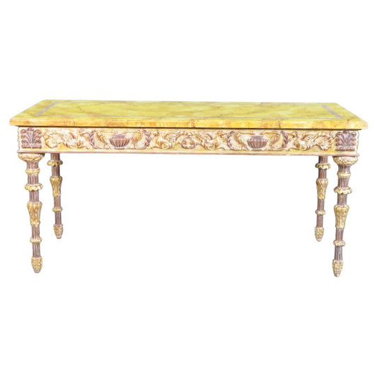 Faux Marble Paint Decorated Console Table in the French Louis XVI Manner