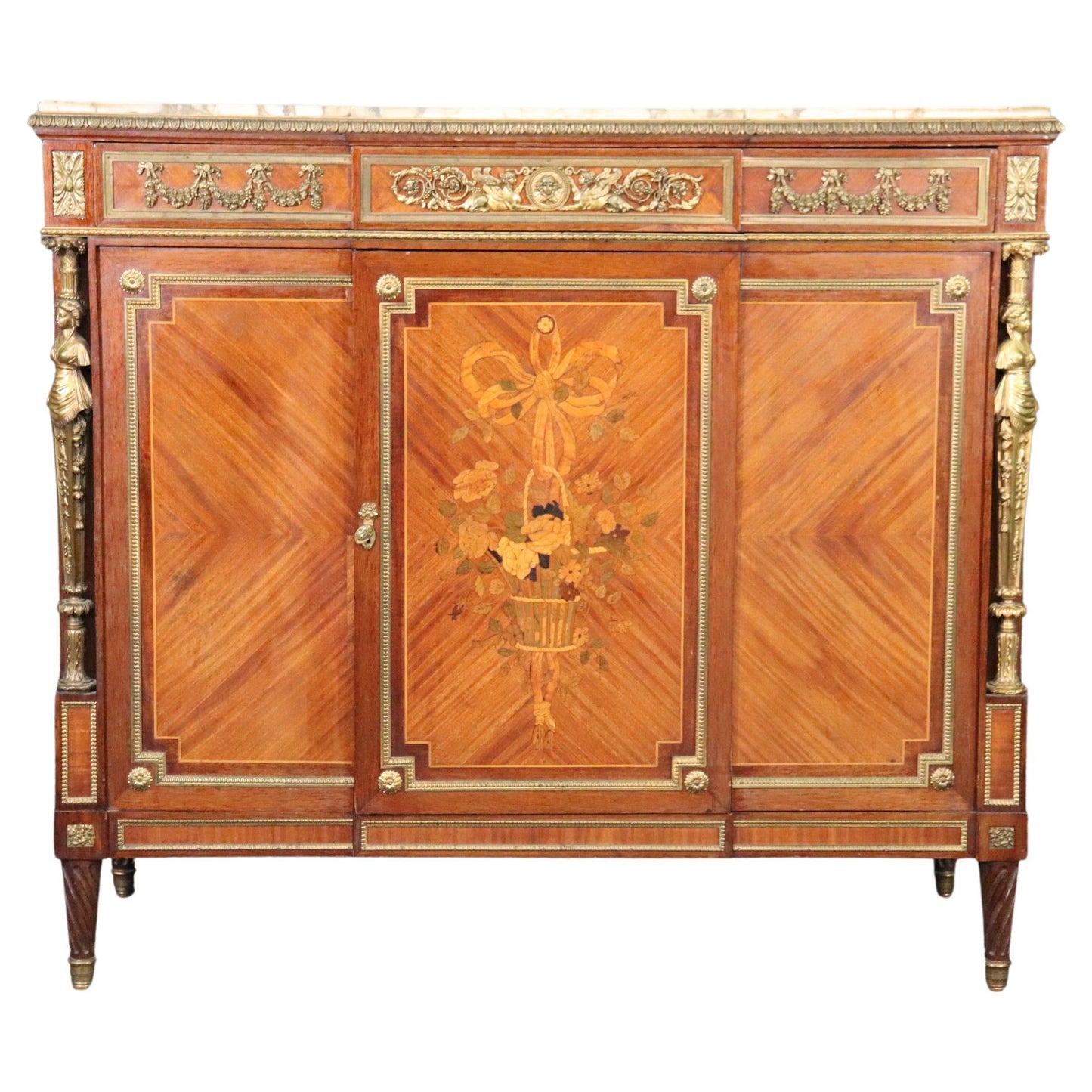 Superb Dor'e Bronze Mounted Figural Sideboard Attributed to Francois Linke