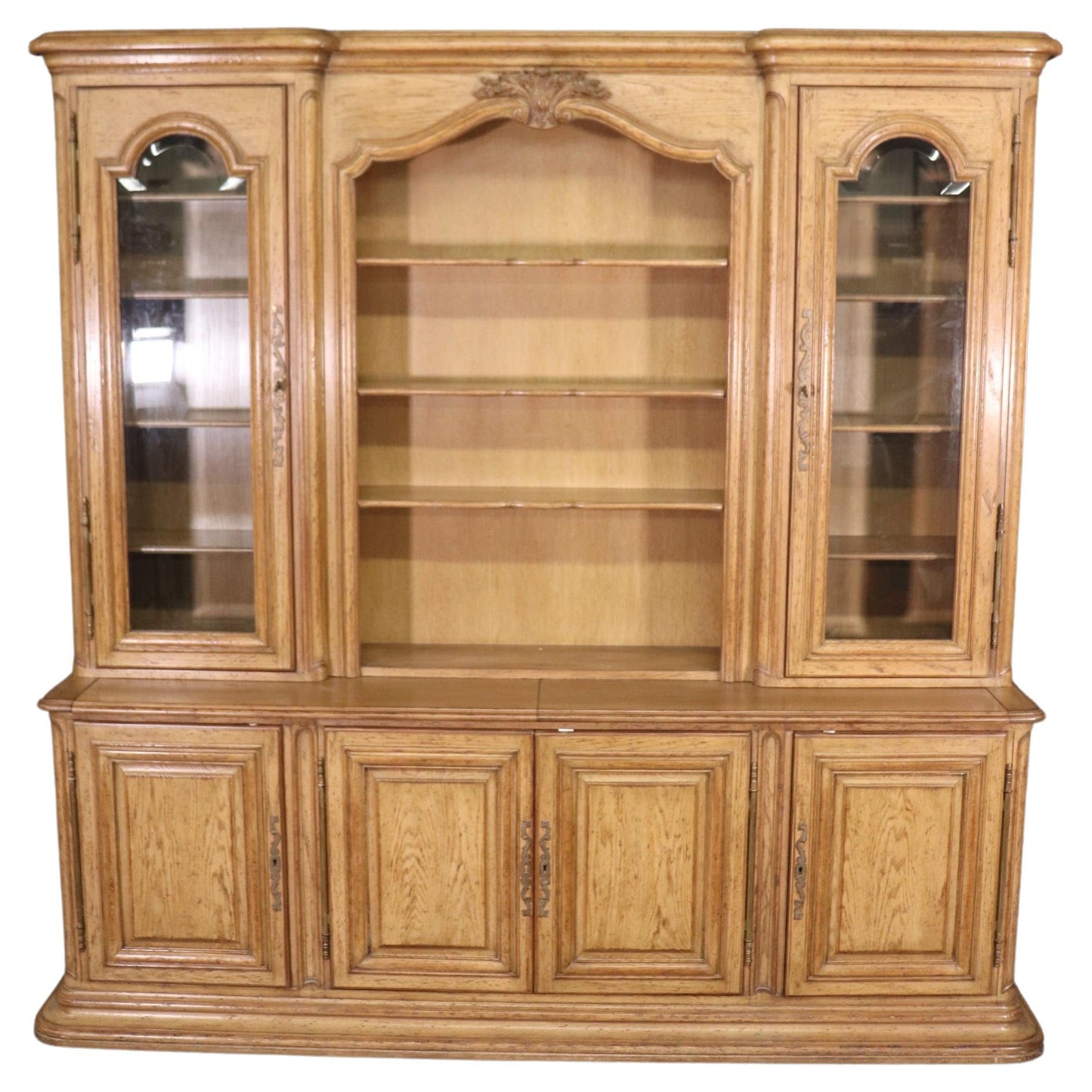 Auffray & Co French Provincial Antique Distressed Style Bookcase China Cabinet