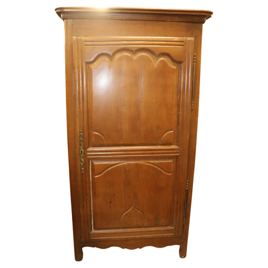 Fine Solid Oak Single Door French Country Armoire Bonnetiere Circa 1840s