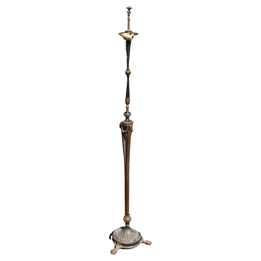 E.F. Caldwell Attributed Bronze and Steel Rams Head French Regency Floor Lamp