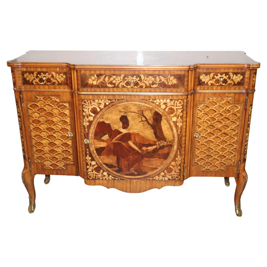 Maitland Smith Optical Illusion Inlaid French Louis XV Style Grand Commode