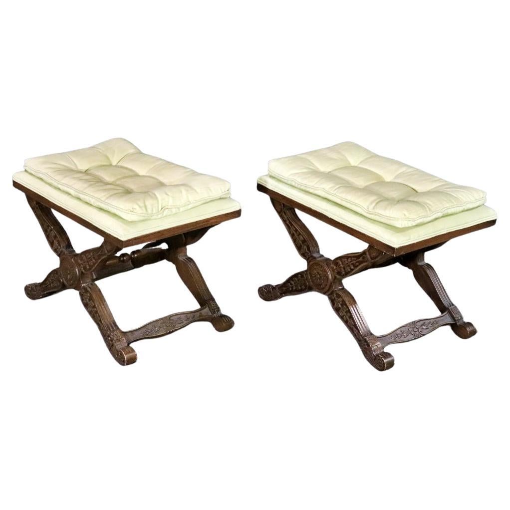 Pair Directoire Carved Draper Era x Benches