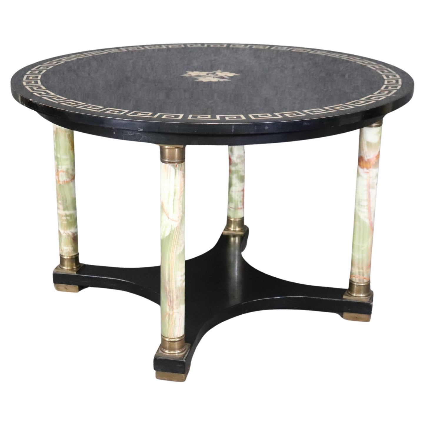 Italian Neoclassical Green Onyx and Mother of Pearl Inlaid Center Table