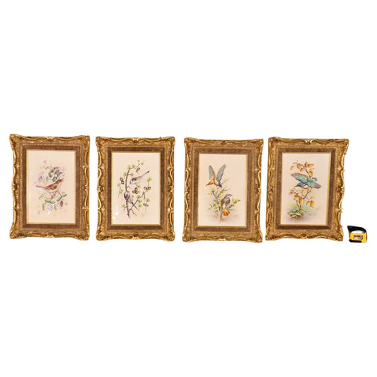 Set of 4 Royal Worcester Porcelain Framed Plaques of Birds