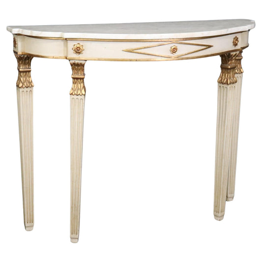 Fine Quality Antique Painted French Directoire Style Marble Top Console Table